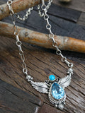 Sterling Silver Blue Topaz and Turquoise Necklace by Mark Yazzie - 20 in.