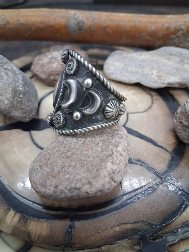 Sterling Silver Moon Band Ring Size 10 by Richard Jim