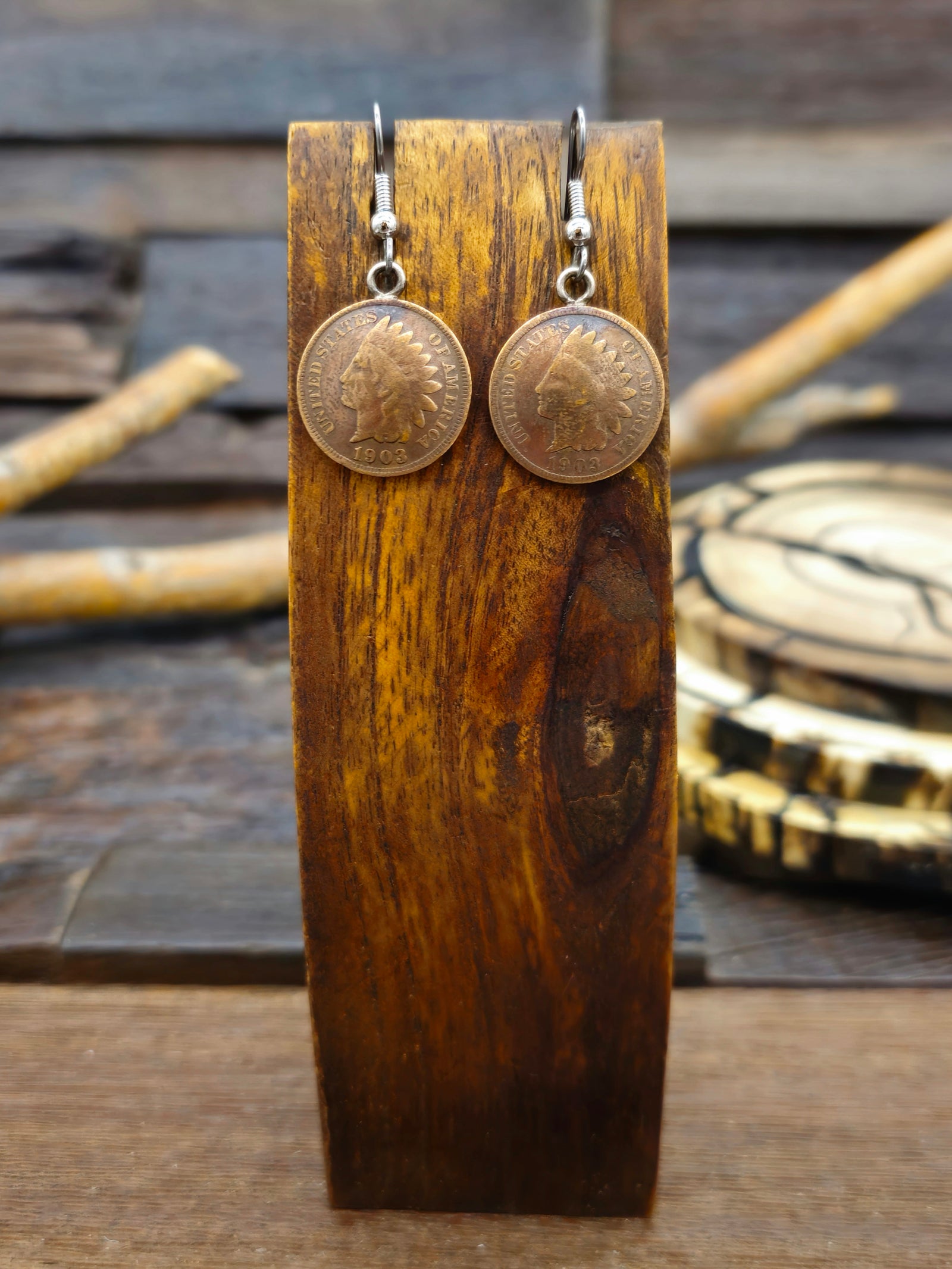 1890s Copper Penny Hook Earrings