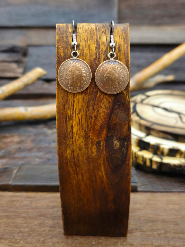 1890s Copper Penny Hook Earrings