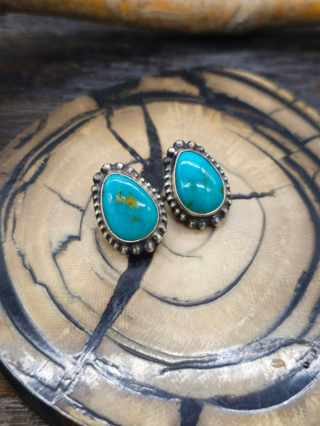 Blue-Green Turquoise Post Earrings by J. Frank
