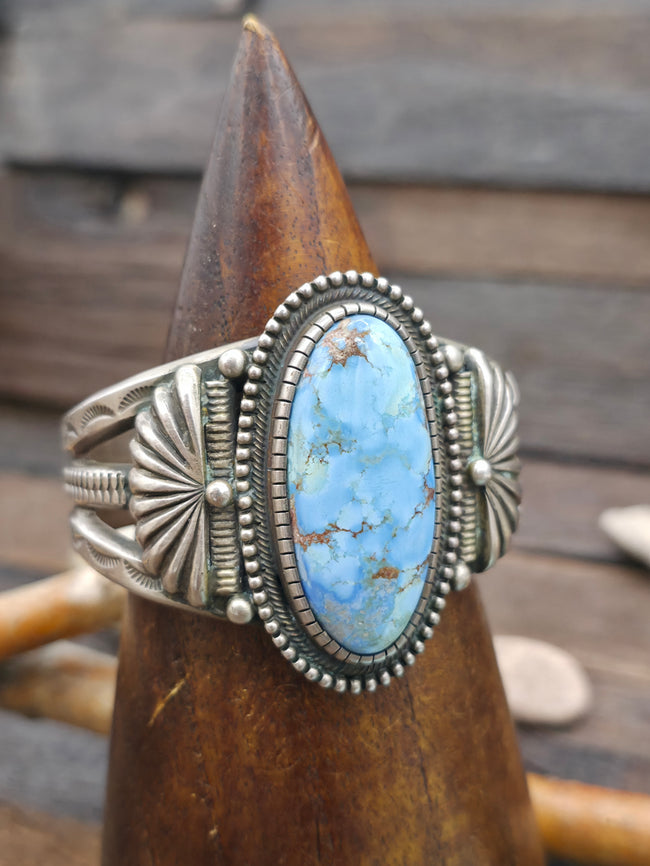 Sterling Silver Golden Hill Turquoise Cuff Bracelet by Calvin Martinez - 6 1/4 in. with Gap