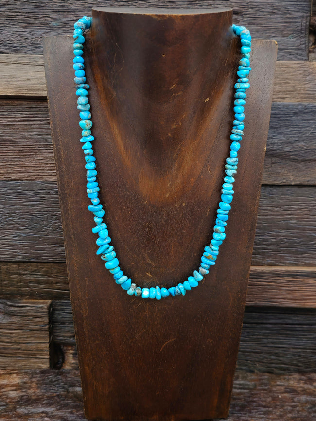 Blue Turquoise Nugget Necklace 20 in. with Extension