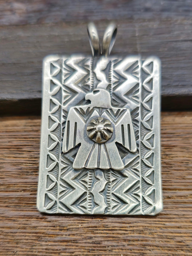 Oxidized Sterling Silver Thunderbird Pendant