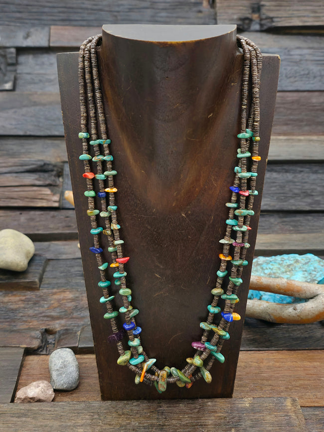 Three-Strand Multistone Heishi Necklace by Robert Coriz - 22 in.