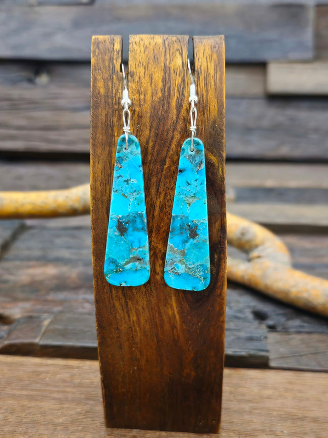 Blue Turquoise Slab Earrings by Robert Coriz