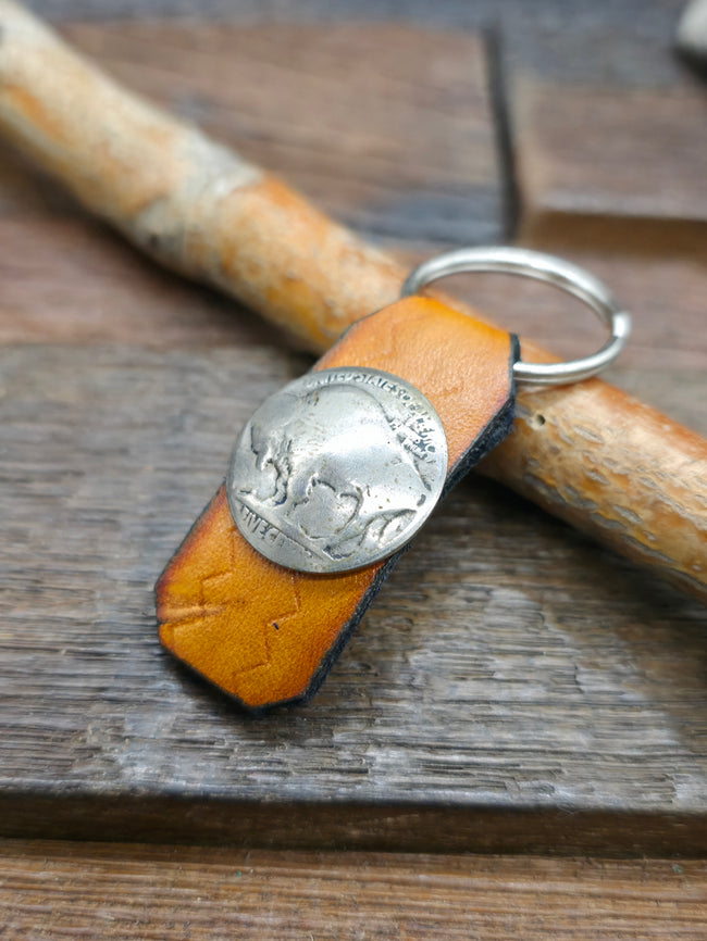 Coin Buffalo Nickel Keychain - Tan
