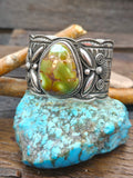 Stamped Sterling Silver Royston Turquoise Cuff by Andy Cadman - 6 1/4 in. with Gap