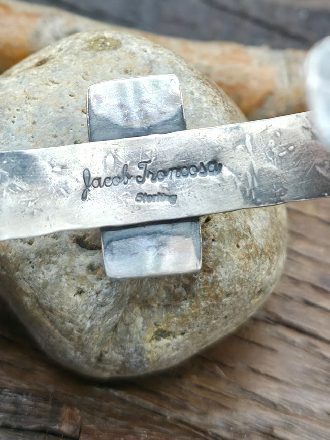 Hammered Sterling Silver Cuff with Purple Spiny by Jacob Troncosa -