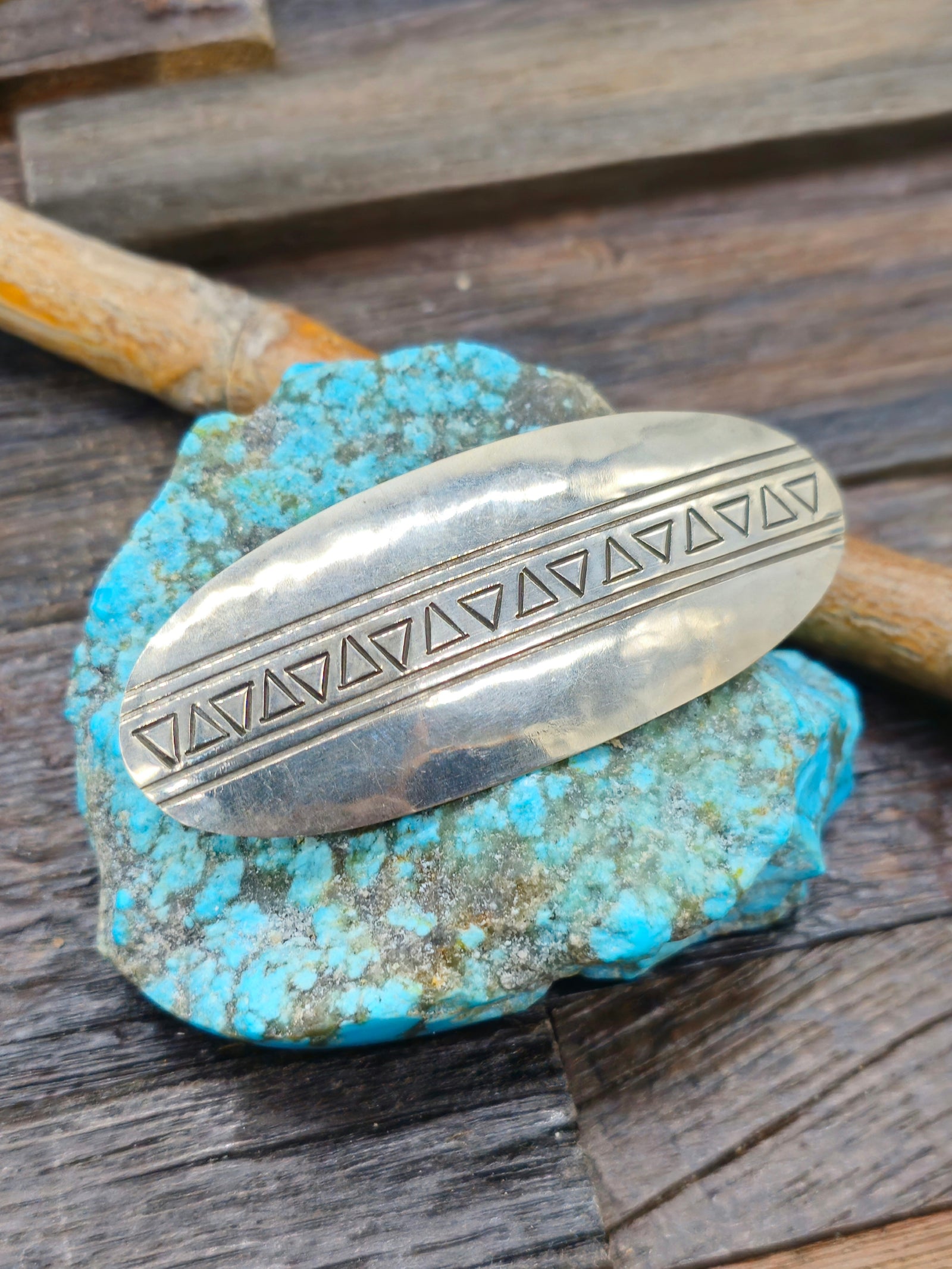 Vintage/Estate Stamped Sterling Silver Hair Barrette - Triangles