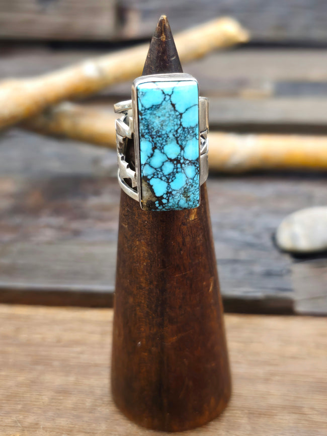 Vintage/Estate Rectangular Turquoise Sterling Silver Ring - Adjustable
