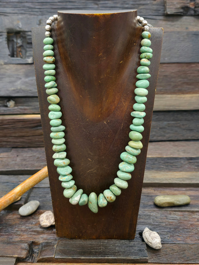 Soft Green Turquoise Nugget Necklace - 18 in.