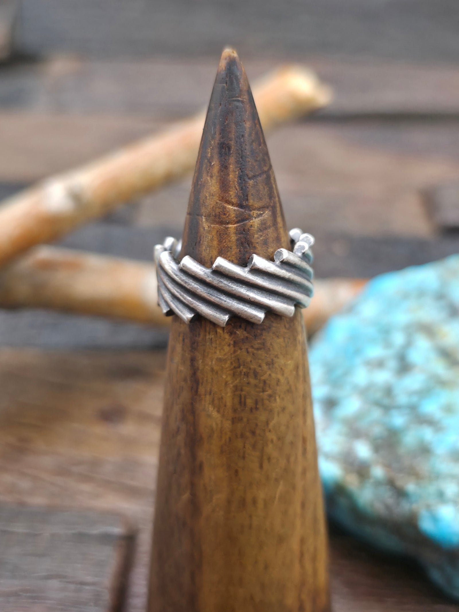 Wide Band Oxidized Sterling Silver Ring by Steve Arviso - Size 7 1/2