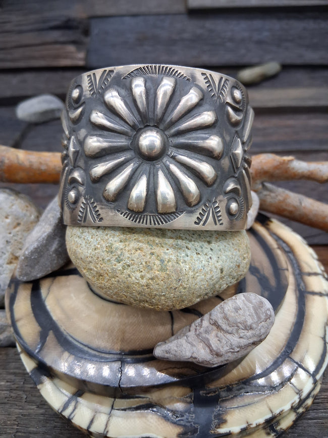 Sterling Silver Stamped Cuff by Elvira Bill
