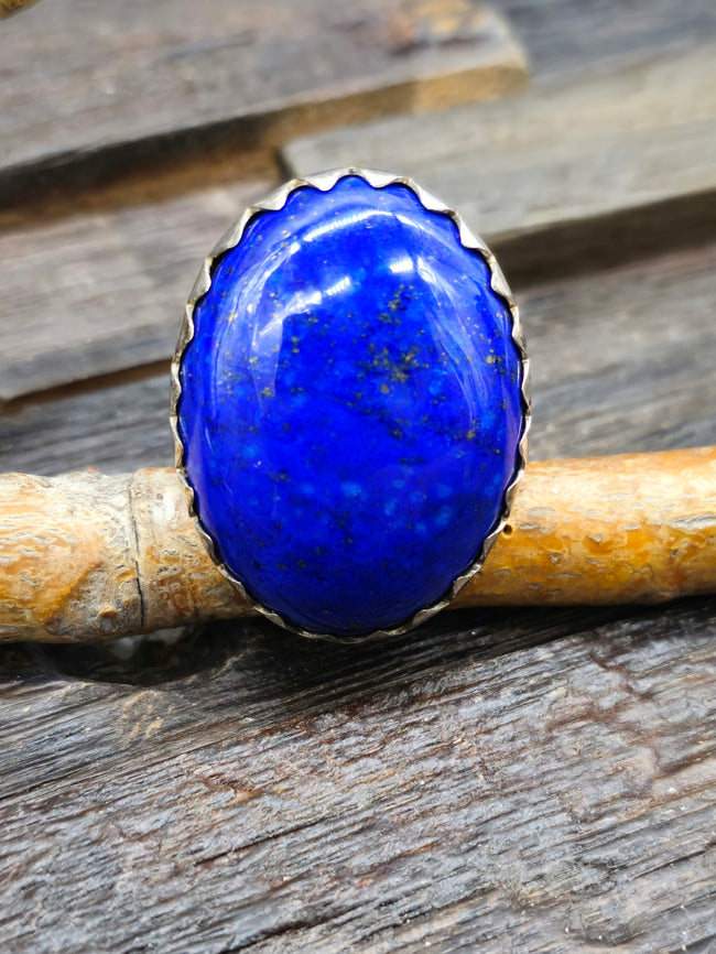 Lapis Lazuli Sterling Silver Statement Ring by Jennifer Medina - Size 8