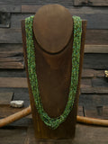 20 Strand Green Turquoise Heishi Necklace with Stamped Sterling Silver Caps by Fred Archuleta - 24 in.