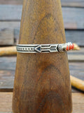 Stamped Sterling Silver Coral Cuff by Albert Jake - 7 1/2 in.
