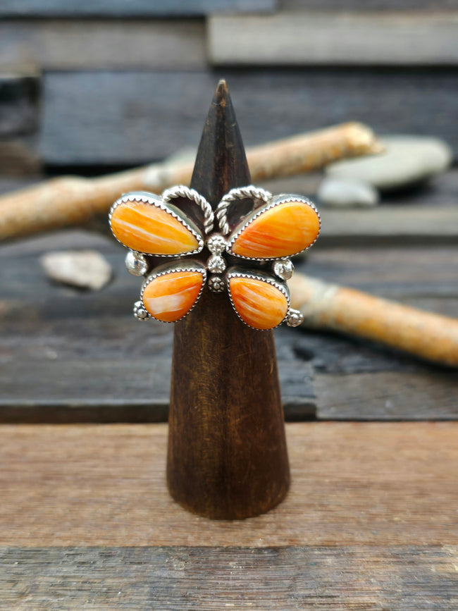 Sterling Silver Spiny Oyster Butterfly Ring by Darlene Begay - Size 8