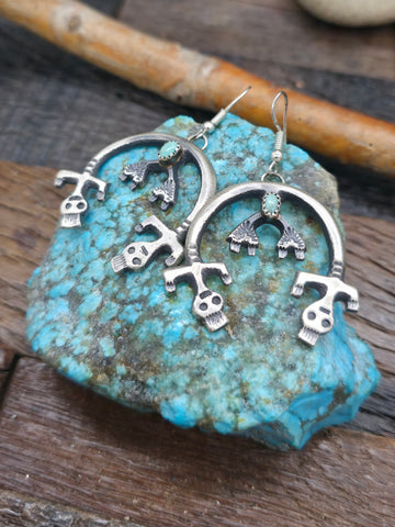 Sterling Silver Turquoise Inlay Round Post Earrings by Lynelle Johnson - 1 in. Diameter