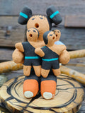 Taos Storyteller Figurine with Three Children, made with Micaceous Clay by Aaron M. - 3 1/2