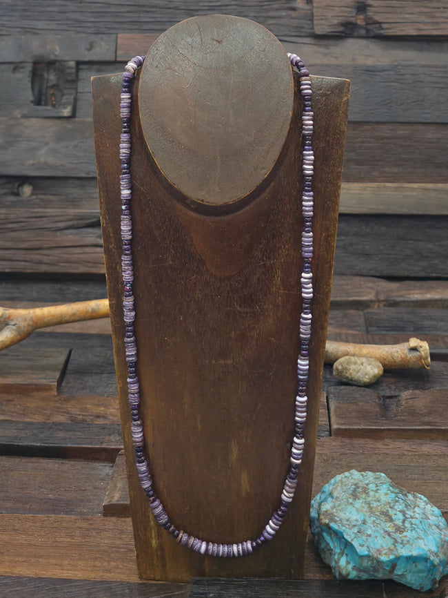 Wampum and Composite Mojave Bead Necklace by Fred Archuleta - 26 in.