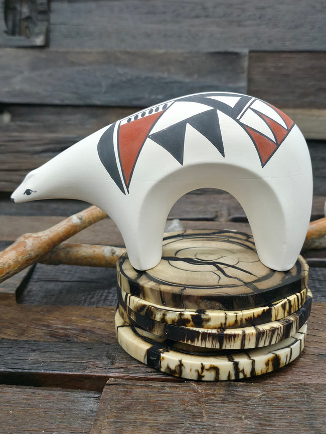 Hand Painted Acoma Ceramic Bear by Kuutimaitsa - 6 1/2 in. by 4 in. by 2 in.
