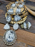 Sterling Silver White Buffalo Necklace and Earring Set by Mary Ellen - 28 in