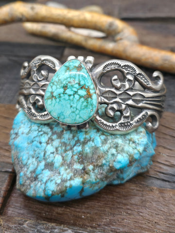 Stamped Sterling Silver Sleeping Beauty Turquoise Butterfly Necklace by Hemerson Brown - 28 in.