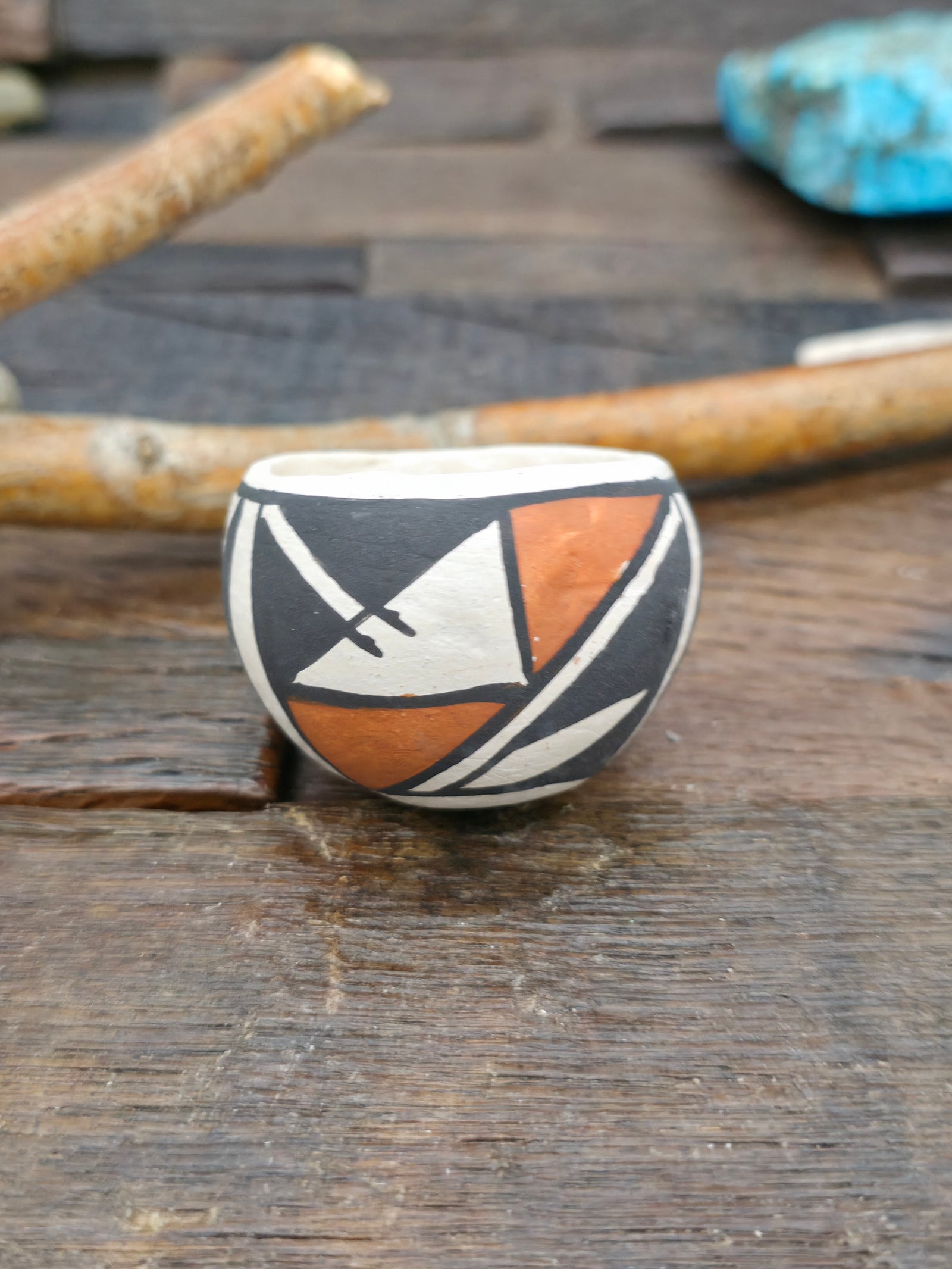 Mini Handmade Acoma Pot by Joyce Lucero - 1 1/2 in. by 1 1/2 in. by 1 1/2 in.