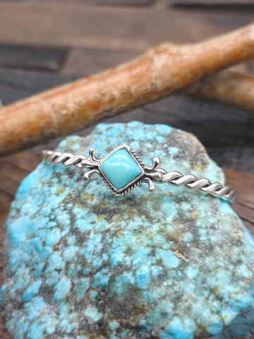 Copper & Turquoise Double Twist Bracelet by Yolanda Skeets - 6 1/4 in.