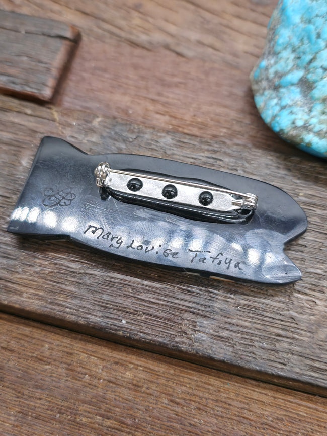 Mosaic Inlay Fish Pin by Mary Tafoya