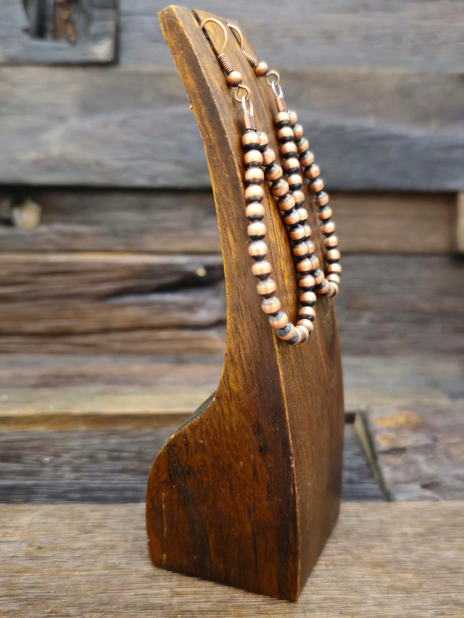 Copper Bead Teardrop Earrings