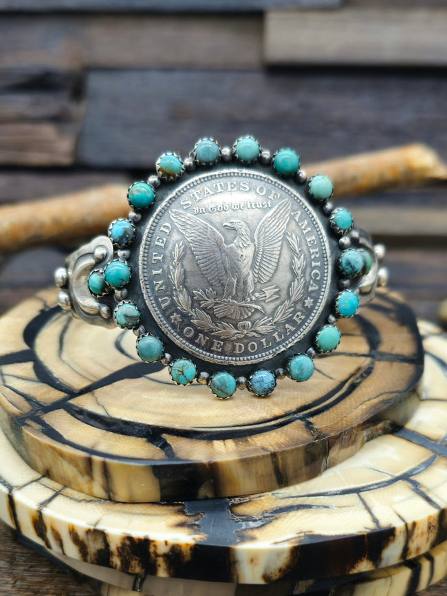 1925 Eagle Silver Dollar Coin Cuff by L. Archuleta - 6 3/4 in.