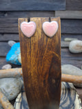 Pink Conch Sterling Silver Heart Post Earrings by Dorothy Yazzie