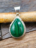 Malachite Teardrop Sterling Silver Pendant