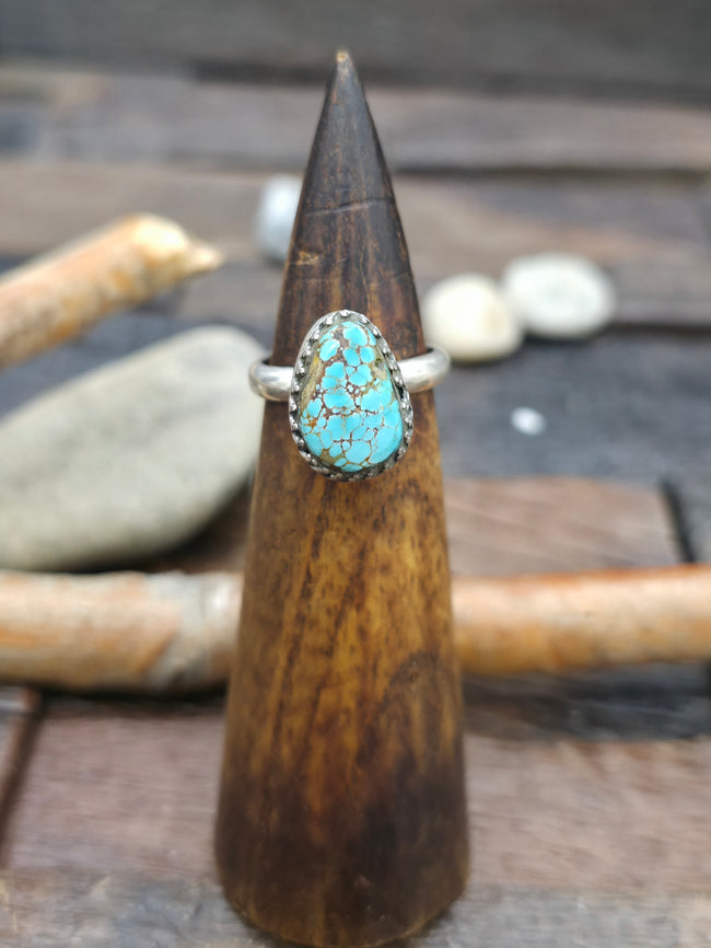 Sterling Silver Turquoise Ring by "JT" - Size  8 1/2