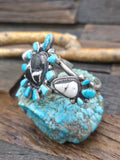 Sterling Silver White Buffalo and Blue Gem Turquoise Cuff by LaRose Ganadanegro - 6 3/4 in.