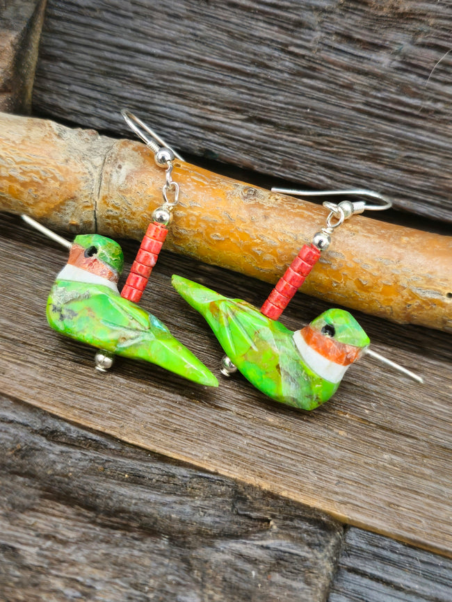 Green Hummingbird Earrings by Matt Mitchell