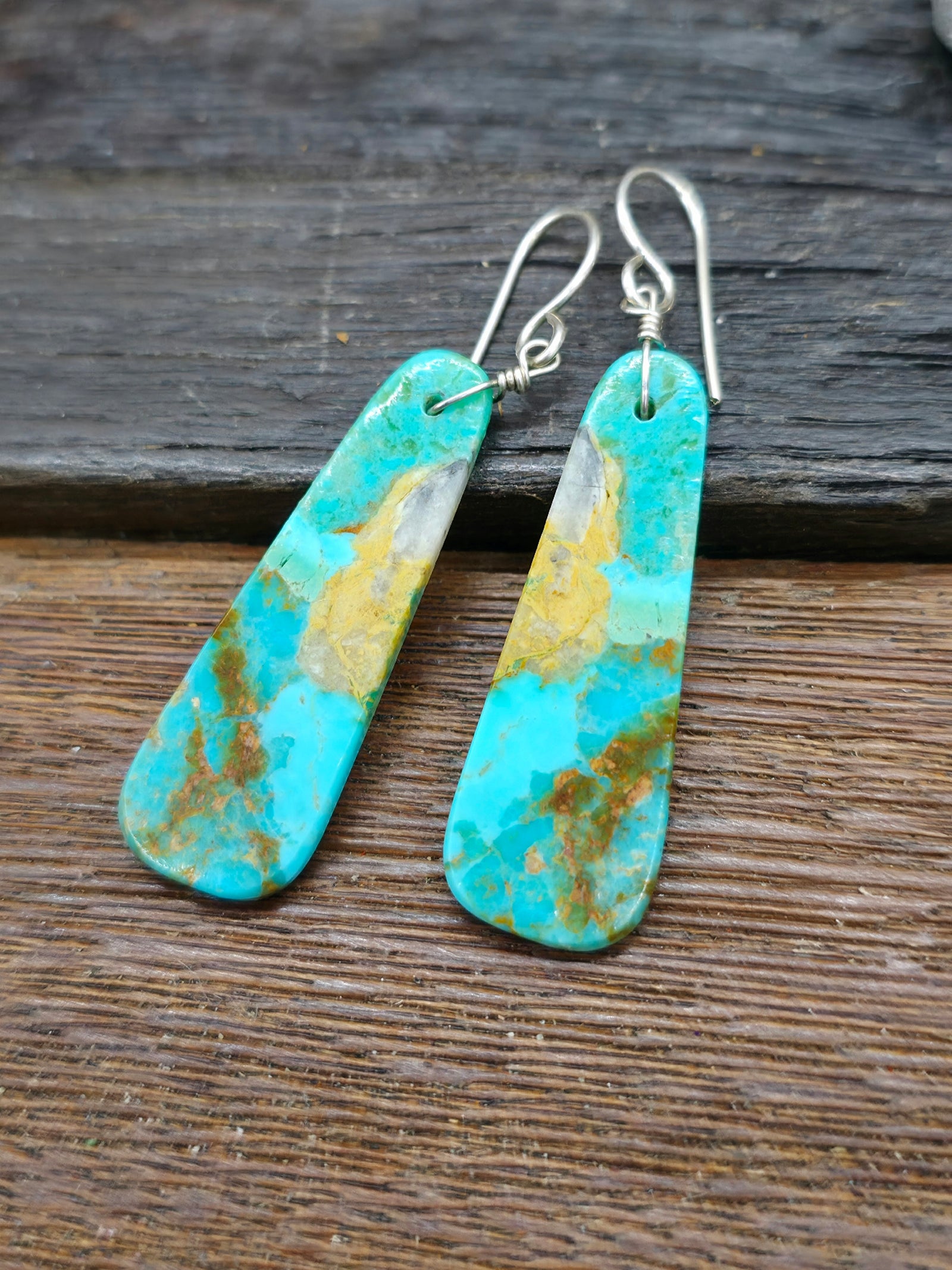 Turquoise Slab Earrings by Marcella Castillo