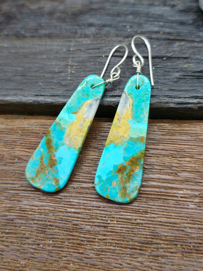Turquoise Slab Earrings by Marcella Castillo