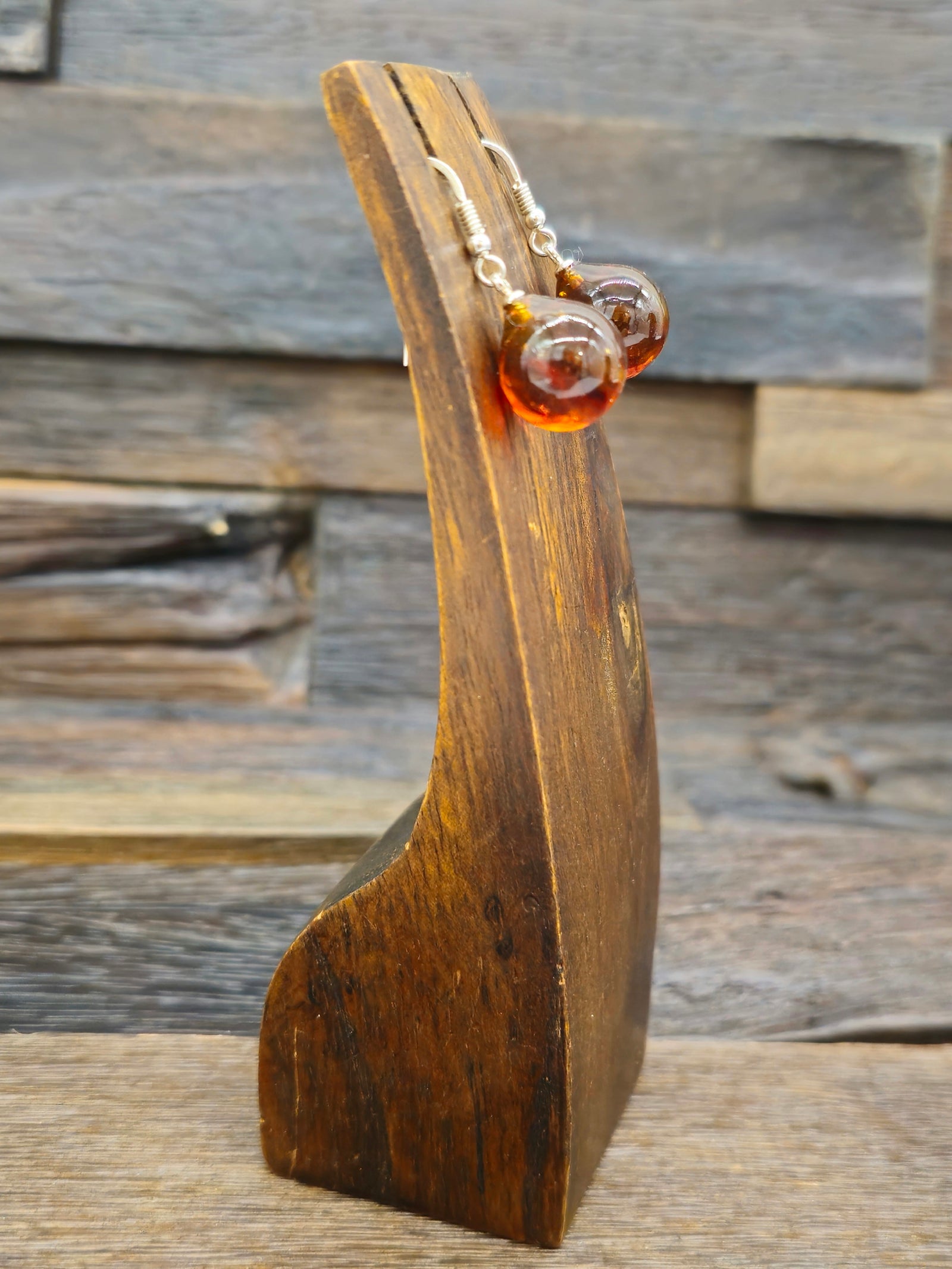 Ball Shape Amber Earrings NON-NATIVE MADE