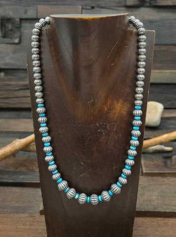 Two Strand Jet and Multi Stone Necklace with Mosaic Inlay Pendant by Chris Nieto - 23 in.