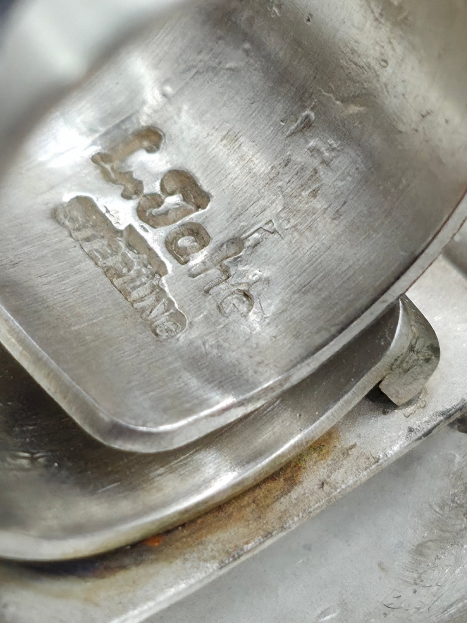 Adjustable Stamped Sterling Silver Ring by Leander Tahe - Rectangle