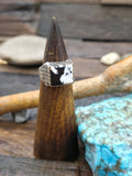 Square Sterling Silver White Buffalo Ring by Bennie Romano - Size 8 1/2