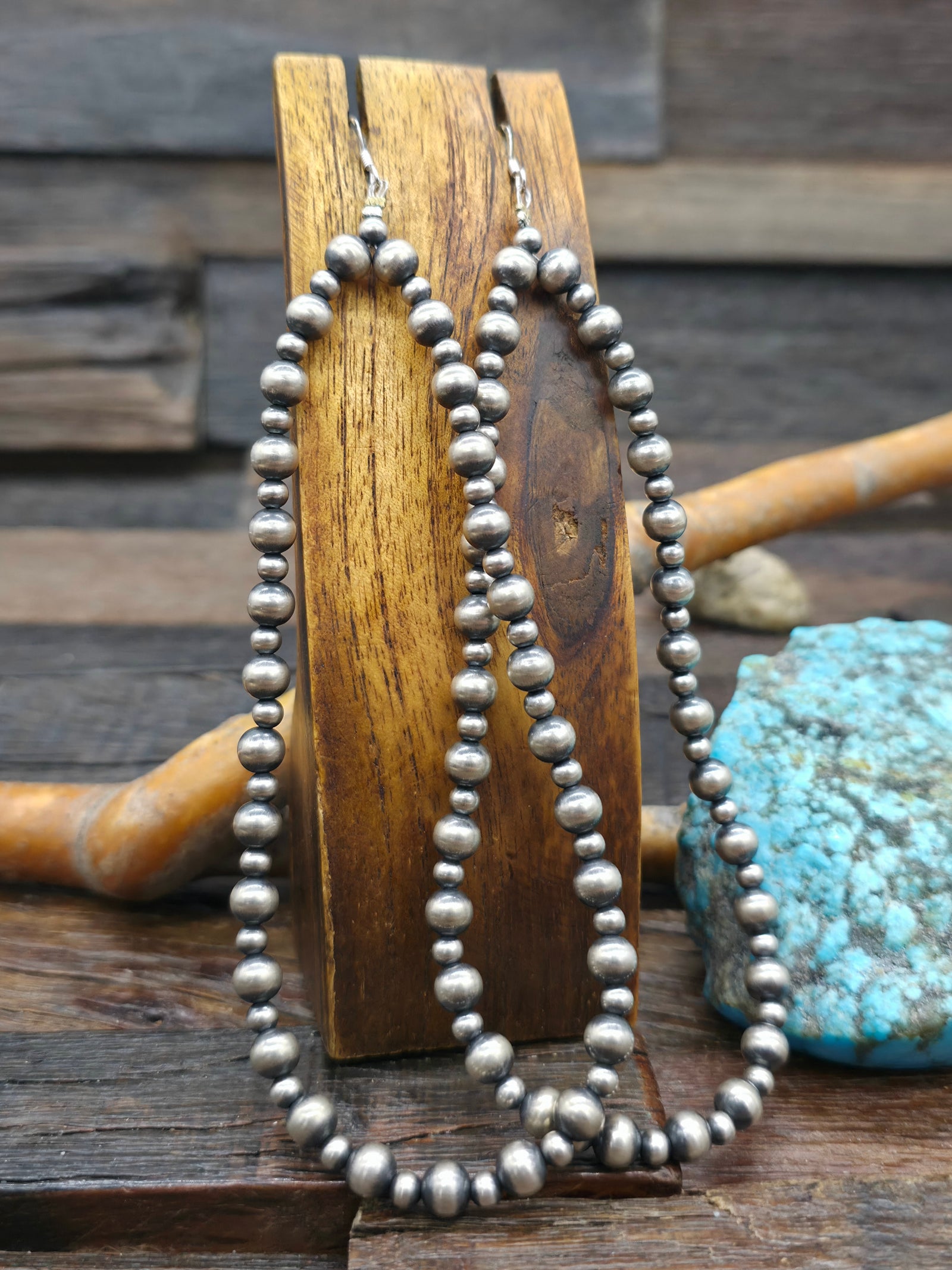 Super Long Sterling Silver Oxidized Bead Loop Earrings by Lucinda Sardo - 2 in. by 2 in.