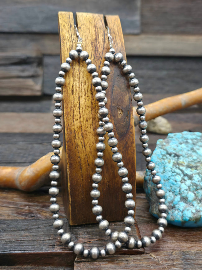 Super Long Sterling Silver Oxidized Bead Loop Earrings by Lucinda Sardo - 2 in. by 2 in.
