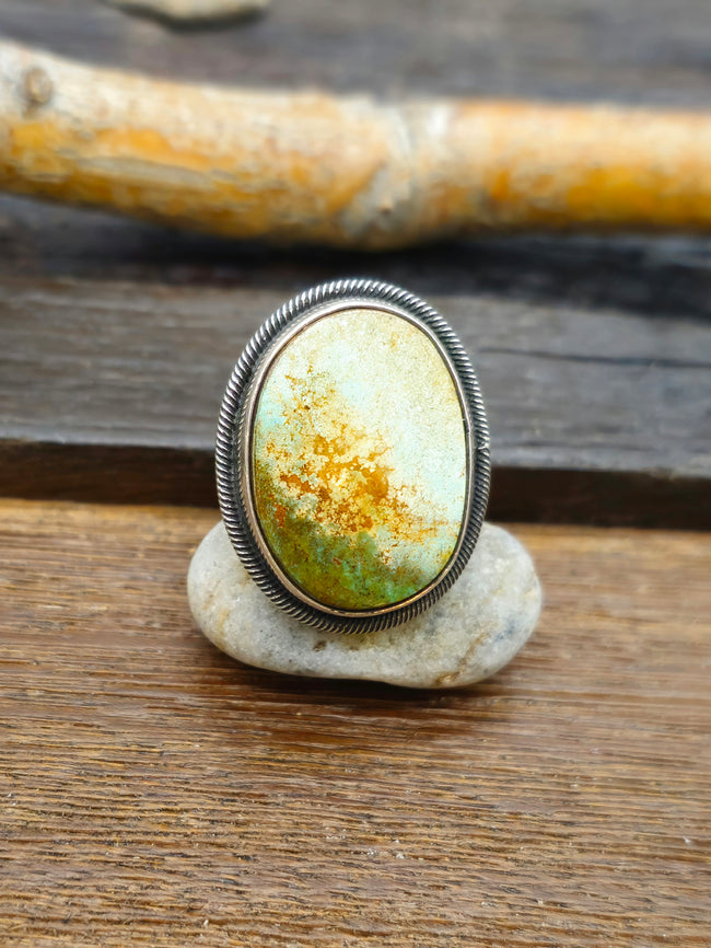 Leon Martinez Turquoise and Sterling Adjustable Ring