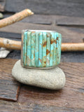 Wide Turquoise Cobblestone Inlay Sterling Silver Cuff by Louise Pete - 6 1/2 in. with Gap