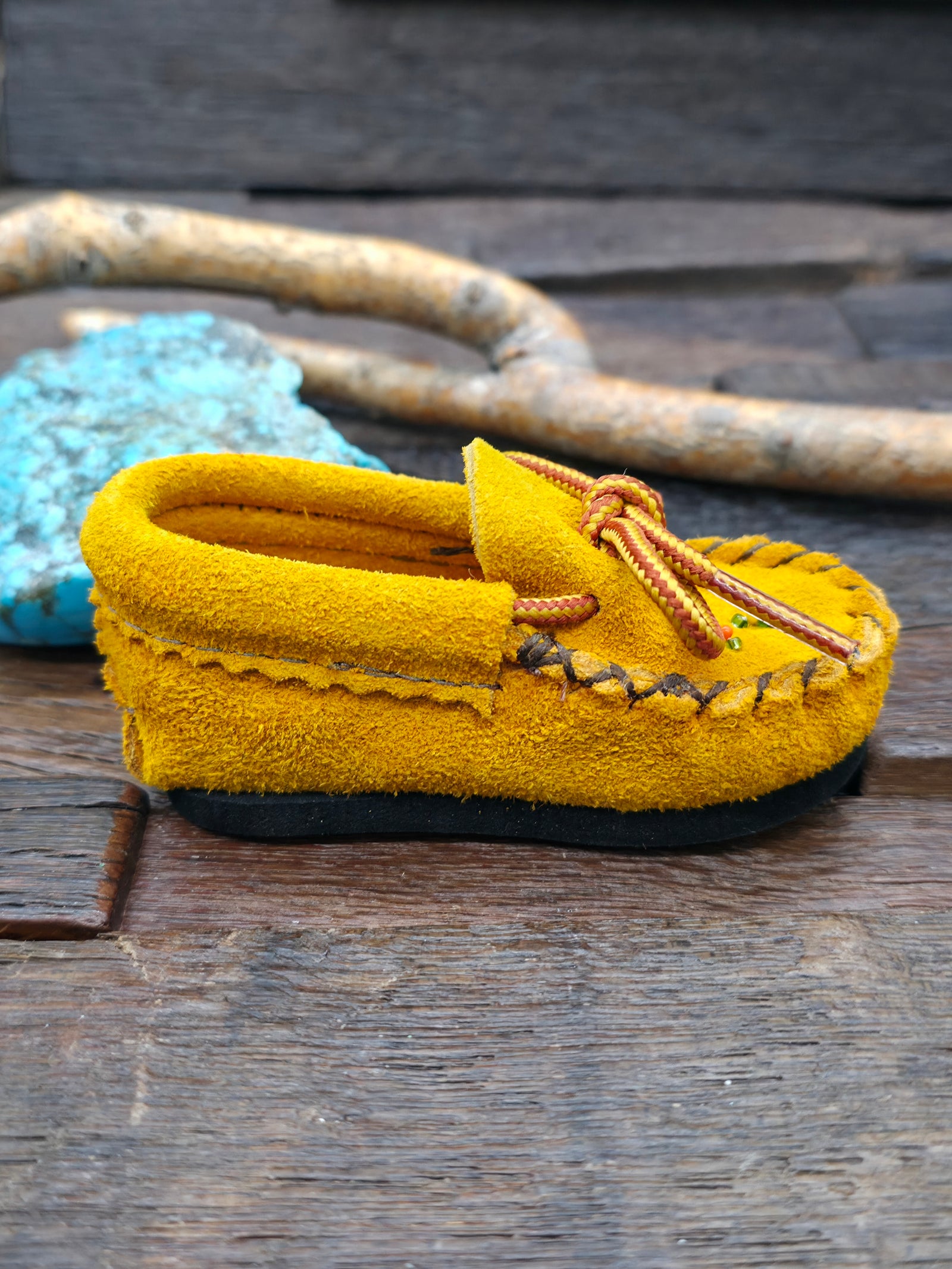 Bastien Infant Beaded Moccasins - Tan Size 2