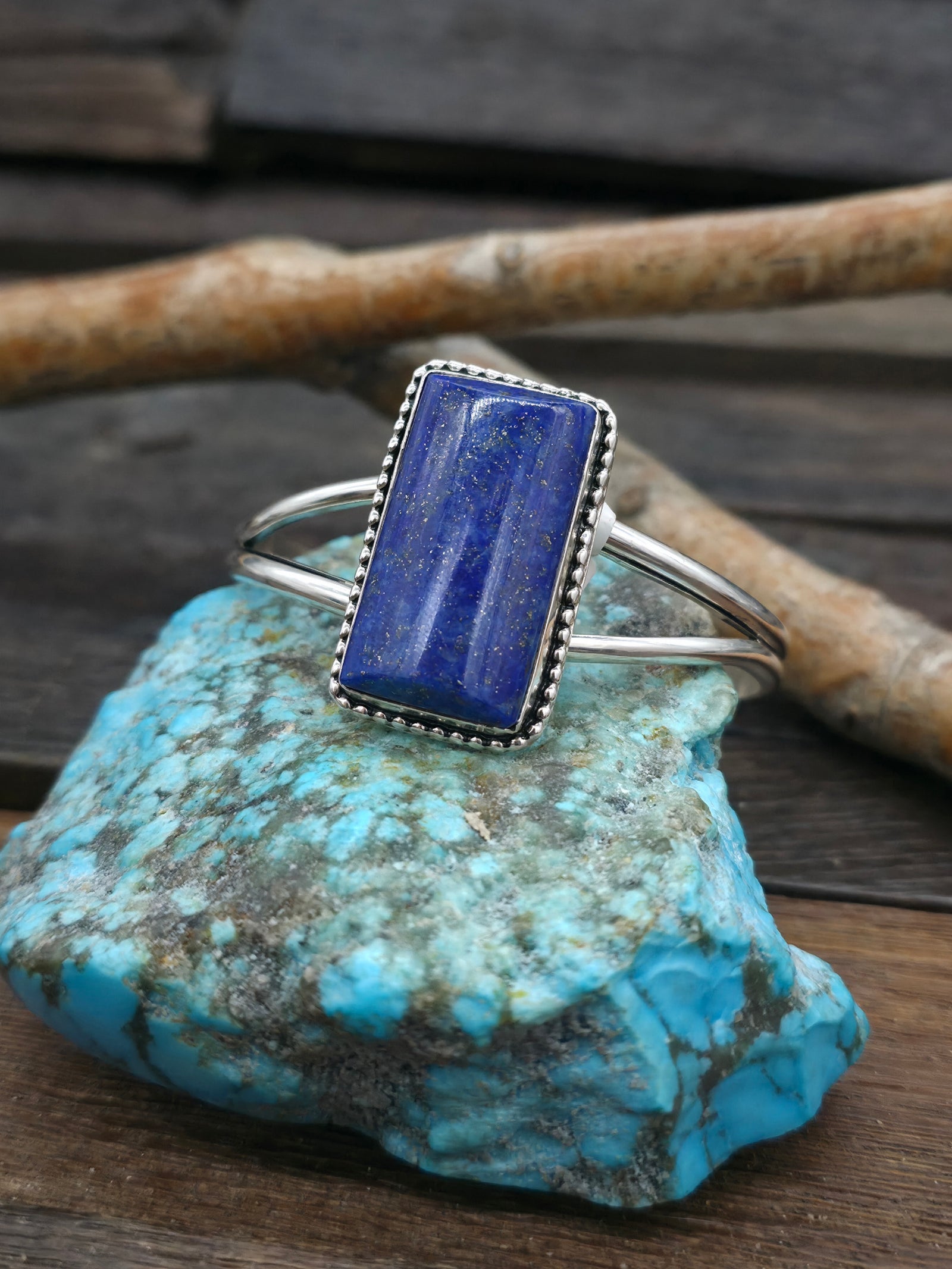 Sterling Silver Lapis Lazuli Cuff by Rosella Paxton - 6 1/2 in. w/Gap